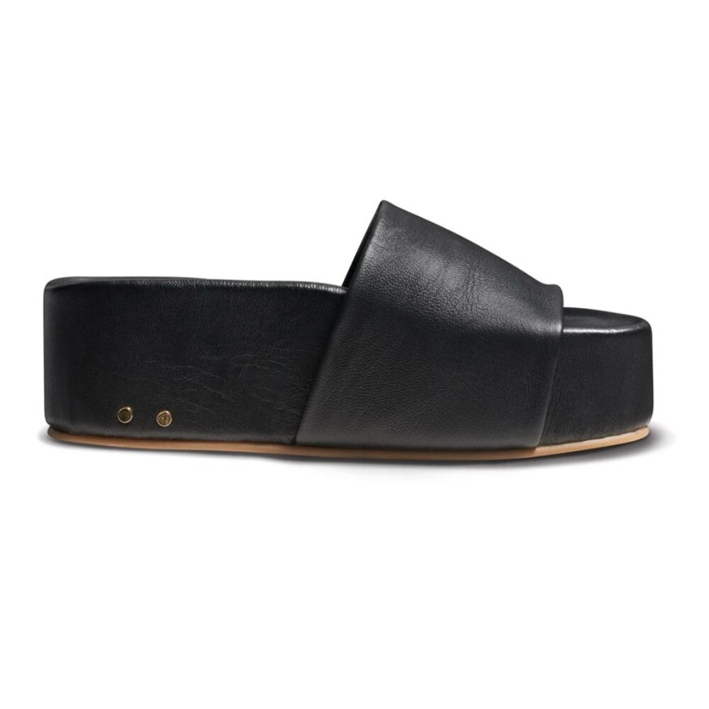 BEEK ALBATROSS REAL LEATHER PLATFORM FLATFORM SLIDES w/ BONUS INSTEP PADS